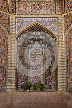 Decorated niche in mosque, shiraz, iran