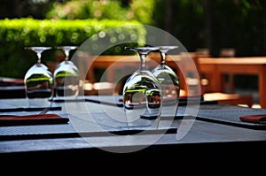 Decorated outdoor dining table