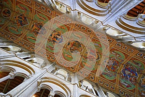 Decorated painted ceiling of English cathedral