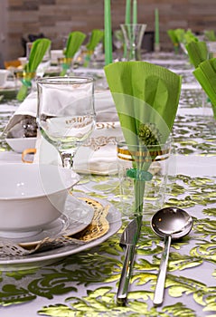 Decorated Passover Seder table in Tel Aviv, Israel