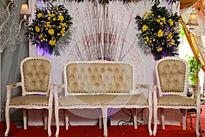 Decorated pelaminan or bridal dais