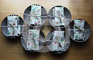 Decorated plates and teatowels for presents