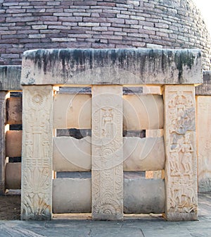 Decorated Railings of Sanchi Stupa photo