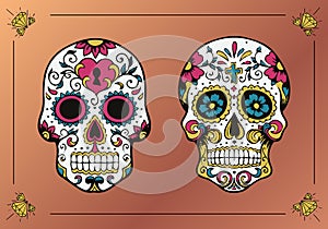 Decorated skulls. La Calavera Catrina photo