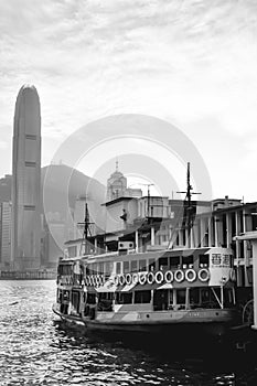 Star Star Ferry waiting in the Victoria Harbour in Hong Kong