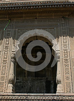 Decorated and Stone carved arched window of Maheshwar Fort District Khargone