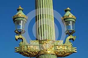Decorated street light in Europe, Paris, France