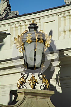 Decorated street light in Europe