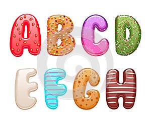 Decorated sweets abc letters set.