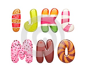 Decorated sweets abc letters set.