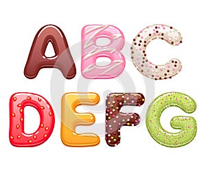 Decorated sweets abc letters set. photo