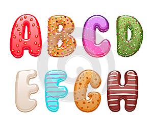 Decorated sweets abc letters set. photo
