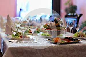 Decorated table in restaurant