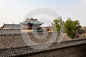 Decorated tiles roofs in the ancient city of Pingyao, Shanxi province, China.