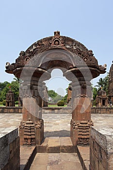 The decorated torana archway of Mukteshwar Temple in Bhubaneswar, Odisha, India