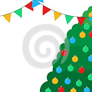 Decorated tree and buntings christmas banner photo