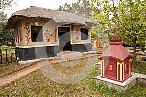 Decorated village hut