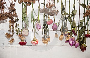 Decorated wall with dry flowers