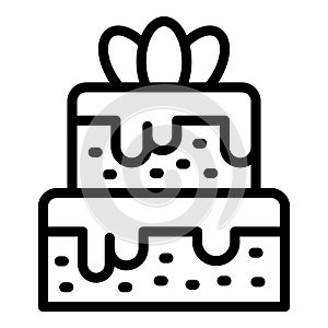 Decorated wedding cake icon outline vector. Chocolate creamy dessert