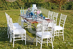 Decorated for wedding elegant dinner table