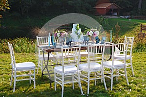 Decorated for wedding elegant dinner table