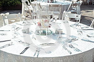 decorated for wedding elegant dinner table outdoors