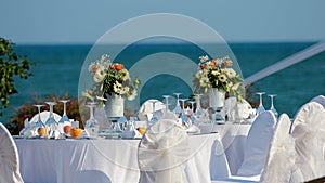 Decorated Wedding Table at the Seaside