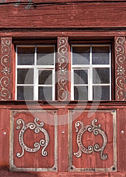 Decorated windows of a medieval house in Werdenberg