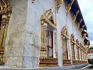 Decorated Windows in Wat Rakangkositaram, Bangkok photo