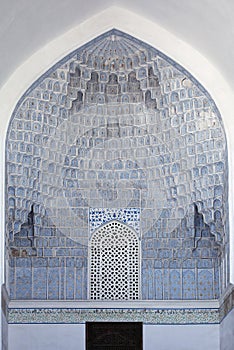 Decoratid wall niche in Gur-e-Amir mausoleum, Samarkand photo