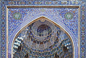 Decoratid wall niche in Gur-e-Amir mausoleum, Samarkand