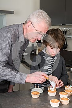 Decorating the cupcakes