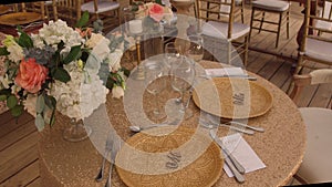 Decorating the table with fresh flowers