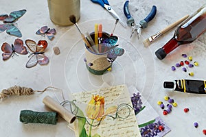 Decorating a tin can. Creation