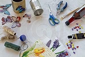 Decorating a tin can. Creation