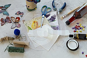 Decorating a tin can. Creation