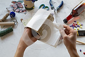 Decorating a tin can. Creation