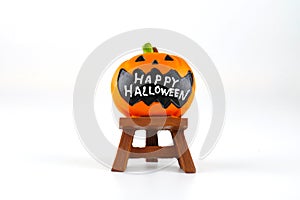 Decoration accessory jack lantern pumpkin Happy Halloween words on white background