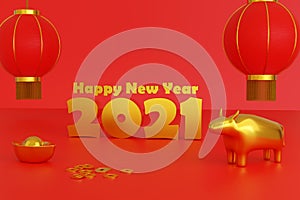 Decoration allusive to the Chinese New Year 2021. Year of the Ox