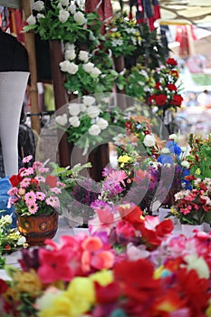 Decoration artificial flower in shop.