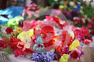 Decoration artificial flower in shop.