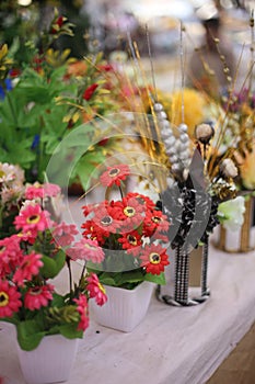 Decoration artificial flower in shop.