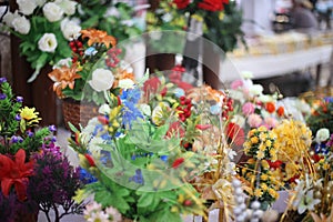 Decoration artificial flower in shop.