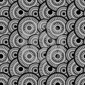 Decoration background. Seamless pattern of dots and circles black and white