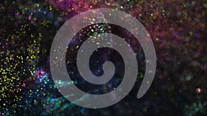 Decoration bokeh glitters background video. Abstract sparkle backdrop with circles in motion. Footage with liquid