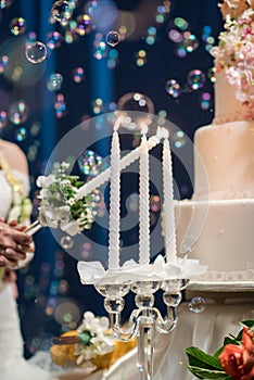 Decoration Candle and Flower arrange in wedding day