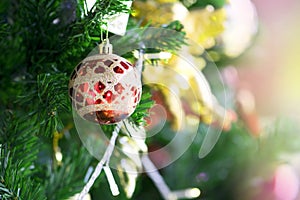 Decoration Christmas tree and bokeh ligh photo