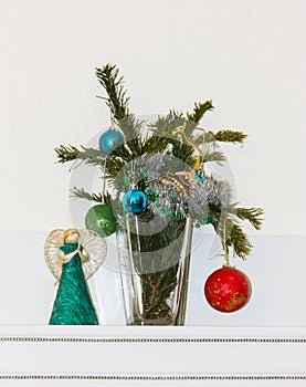 Decoration on Christmas tree. Happy Newyear. background image