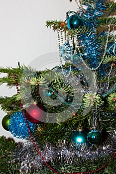 Decoration on Christmas tree. Happy Newyear. background image
