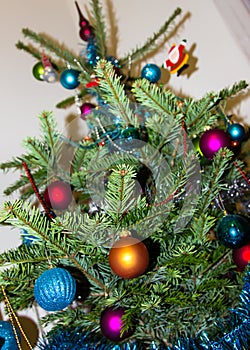 Decoration on Christmas tree. Happy Newyear. background image